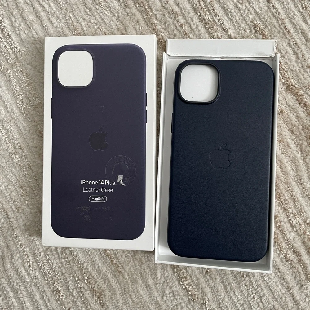 New Apple iPhone 14 Plus Leather Case Navy